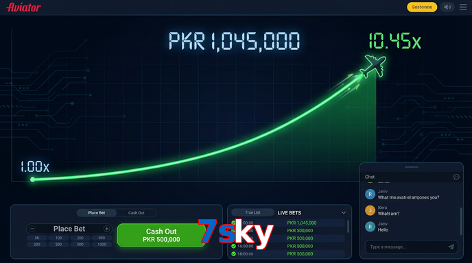 Main screen of 7Sky aviator page for PK players