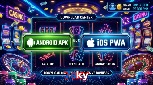 Main screen of 7Sky download page for PK players